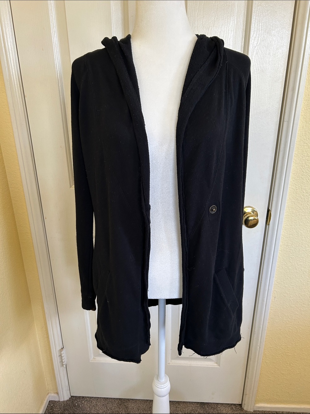 Caslon Black Hooded Open-Front Utility Jacket